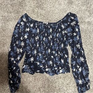 White Birch Navy Floral Top